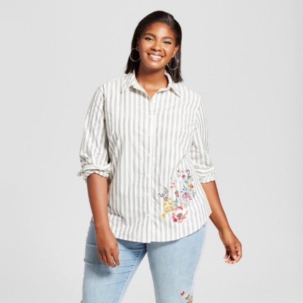 Ava & Viv Embroidered Button-Up
